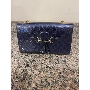 Gucci Guccissima Patent Leather Emily Blue Bag SPB-JB 334409
